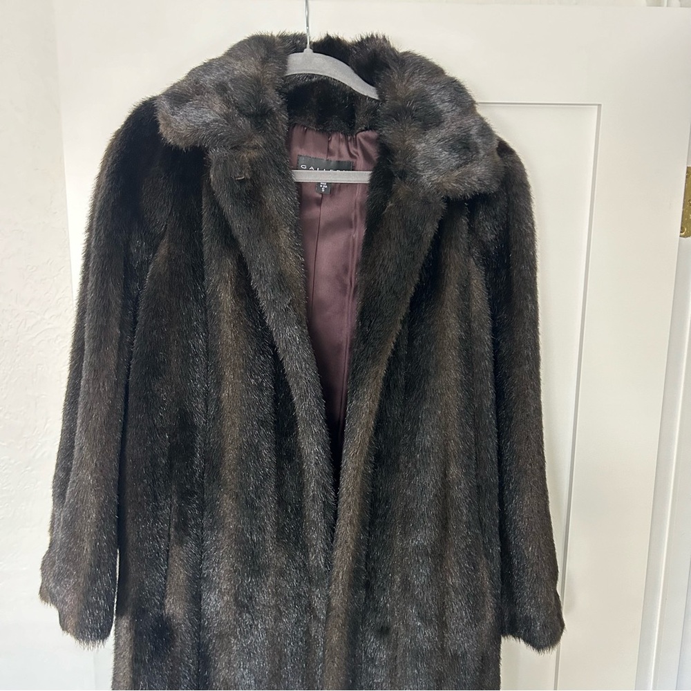 Gallery Faux Fur Dark Brown Coat